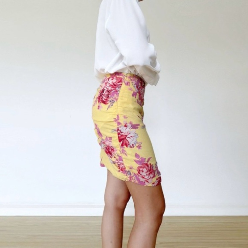 NEW Mango MNG Floral Ruched Ruffle Skirt - Picture 5 of 6